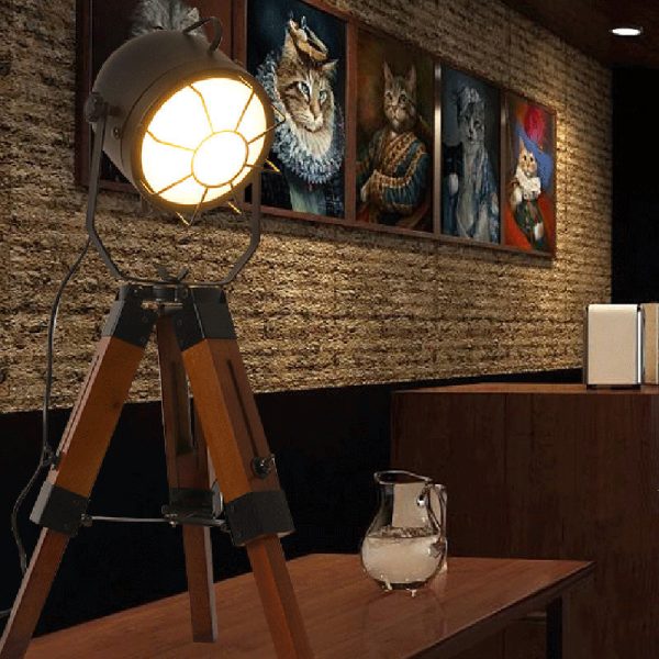 Traditional Vintage Tripod Base Cylinder Iron Wood 1-Light Table Lamp For Bedroom - Image 2
