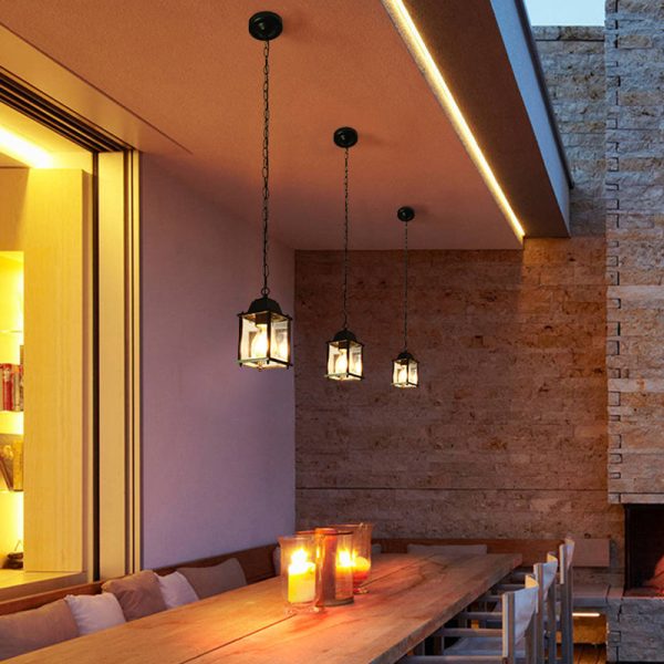 Modern Minimalist Waterproof Rectangular Aluminum Glass 1-Light Pendant Light For Outdoor Patio - Image 13