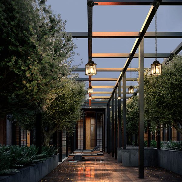 Modern Minimalist Waterproof Rectangular Aluminum Glass 1-Light Pendant Light For Outdoor Patio - Image 11