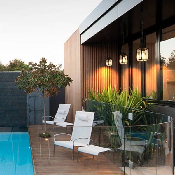 Modern Minimalist Waterproof Rectangular Aluminum Glass 1-Light Pendant Light For Outdoor Patio - Image 12