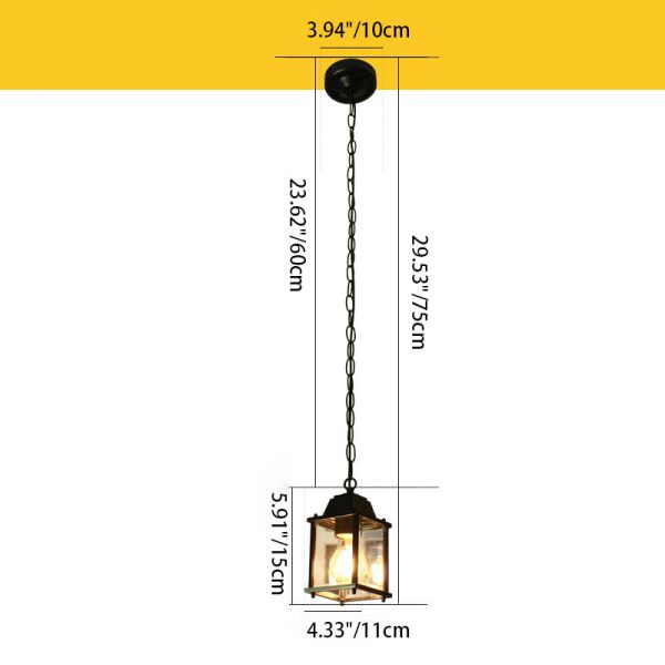 Modern Minimalist Waterproof Rectangular Aluminum Glass 1-Light Pendant Light For Outdoor Patio - Image 4