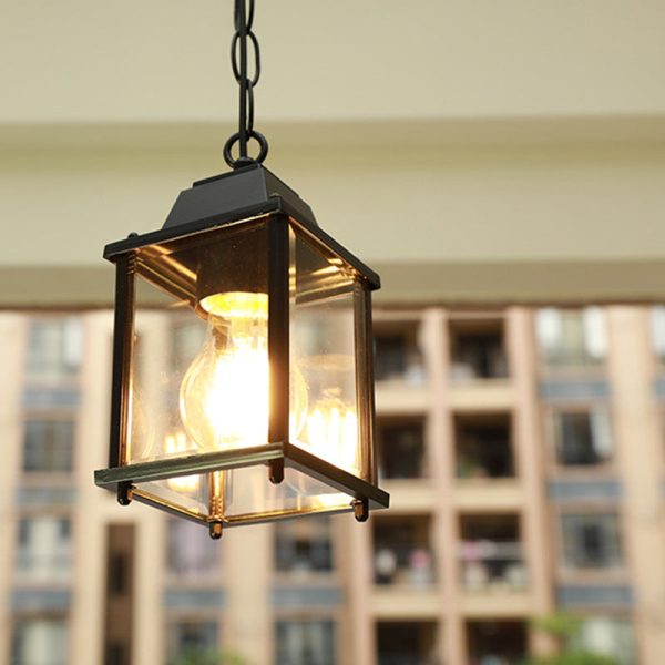 Modern Minimalist Waterproof Rectangular Aluminum Glass 1-Light Pendant Light For Outdoor Patio - Image 3