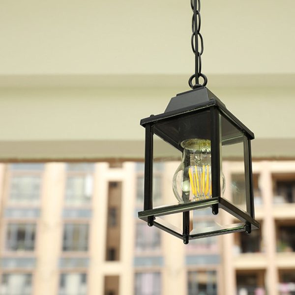 Modern Minimalist Waterproof Rectangular Aluminum Glass 1-Light Pendant Light For Outdoor Patio - Image 15