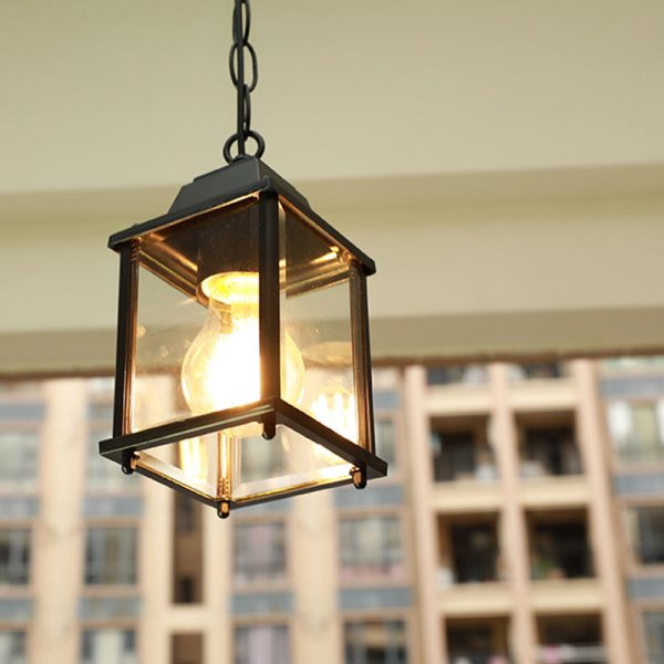 Modern Minimalist Waterproof Rectangular Aluminum Glass 1-Light Pendant Light For Outdoor Patio - Image 16