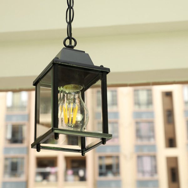 Modern Minimalist Waterproof Rectangular Aluminum Glass 1-Light Pendant Light For Outdoor Patio - Image 17