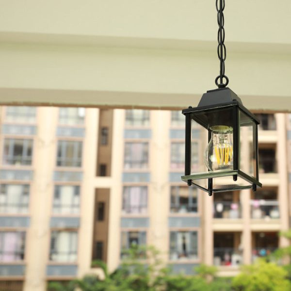 Modern Minimalist Waterproof Rectangular Aluminum Glass 1-Light Pendant Light For Outdoor Patio - Image 14