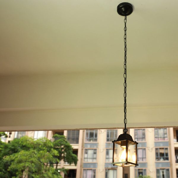 Modern Minimalist Waterproof Rectangular Aluminum Glass 1-Light Pendant Light For Outdoor Patio - Image 2