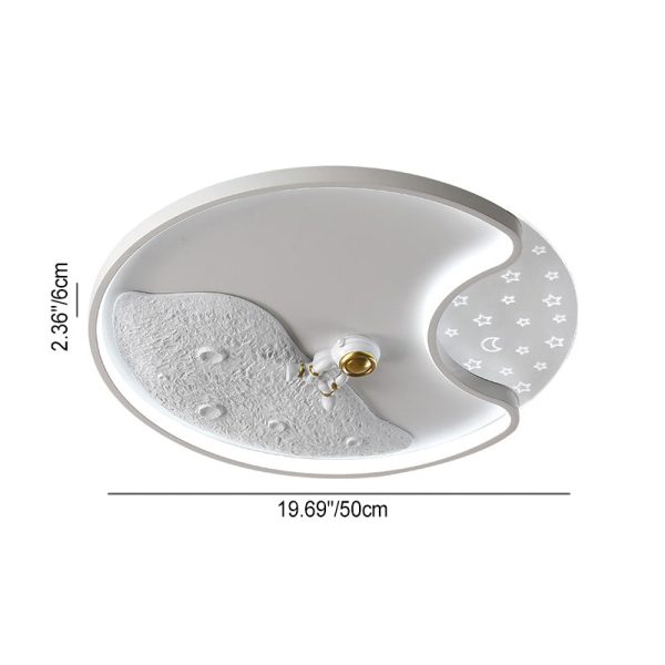 Modern Minimalist Round Moon Astronaut Iron Acrylic LED Flush Mount Ceiling Light For Bedroom - Image 4