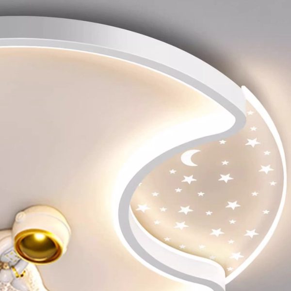 Modern Minimalist Round Moon Astronaut Iron Acrylic LED Flush Mount Ceiling Light For Bedroom - Image 7
