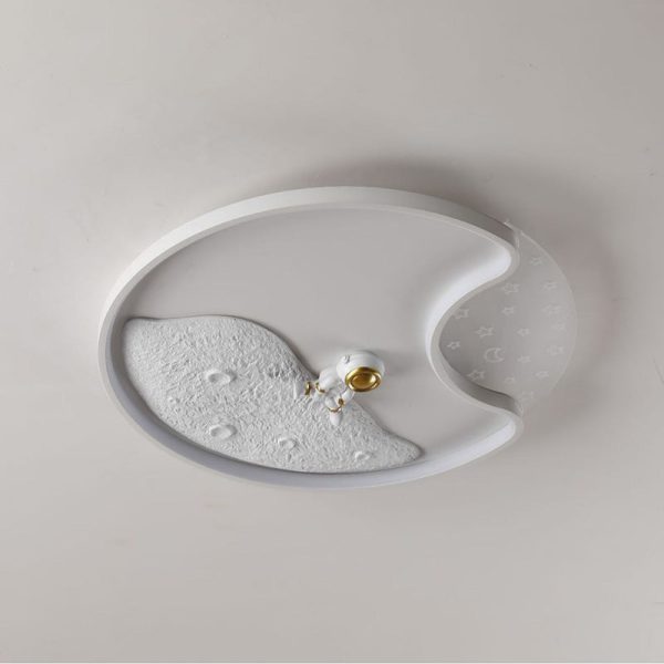 Modern Minimalist Round Moon Astronaut Iron Acrylic LED Flush Mount Ceiling Light For Bedroom - Image 10