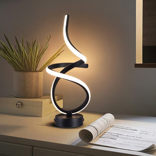 Modern Simplicity Irregular Lines Aluminum Silicone LED Table Lamp For Bedroom - Image 25