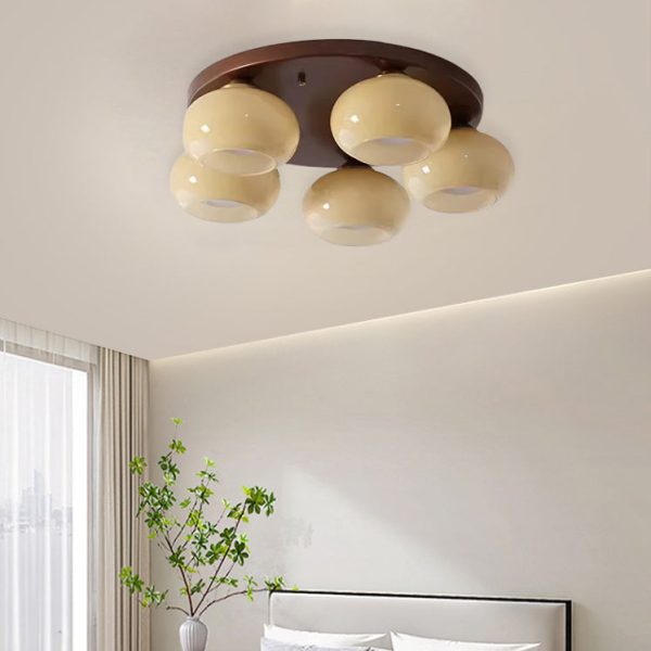 Contemporary Retro Round Oval Iron Glass 3/5 Light Semi-Flush Mount Ceiling Light For Living Room - Image 6