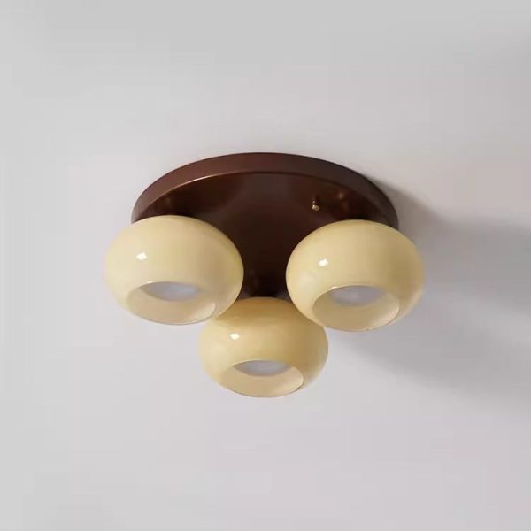 Contemporary Retro Round Oval Iron Glass 3/5 Light Semi-Flush Mount Ceiling Light For Living Room - Image 8