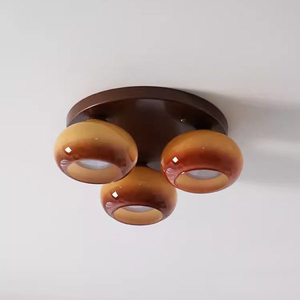 Contemporary Retro Round Oval Iron Glass 3/5 Light Semi-Flush Mount Ceiling Light For Living Room - Image 9