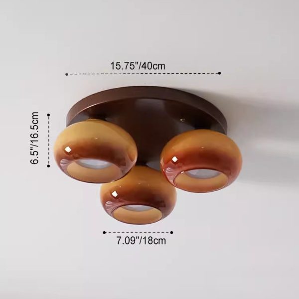 Contemporary Retro Round Oval Iron Glass 3/5 Light Semi-Flush Mount Ceiling Light For Living Room - Image 3