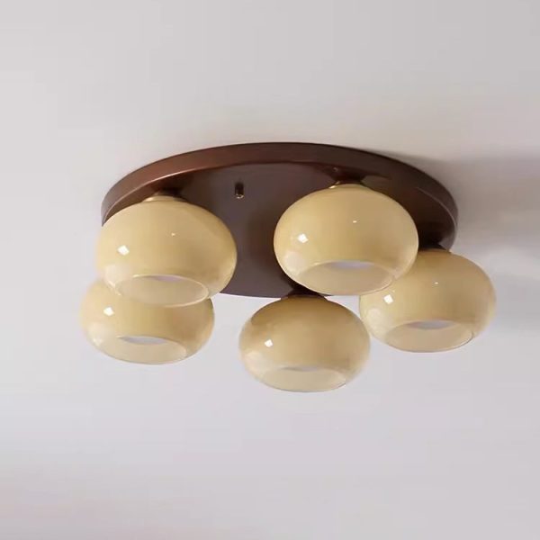 Contemporary Retro Round Oval Iron Glass 3/5 Light Semi-Flush Mount Ceiling Light For Living Room - Image 10