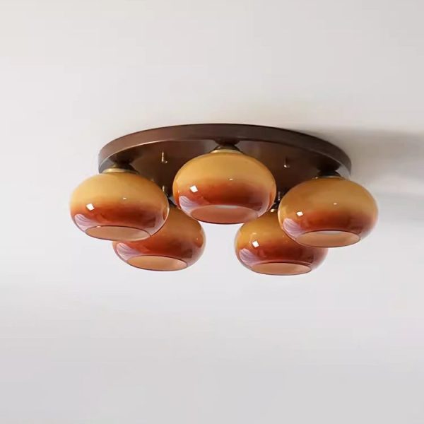 Contemporary Retro Round Oval Iron Glass 3/5 Light Semi-Flush Mount Ceiling Light For Living Room - Image 11