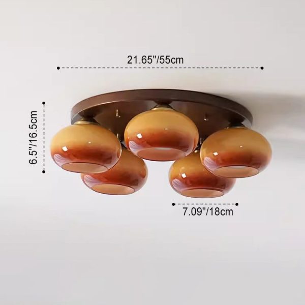 Contemporary Retro Round Oval Iron Glass 3/5 Light Semi-Flush Mount Ceiling Light For Living Room - Image 4