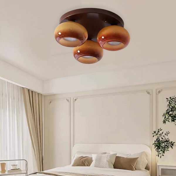 Contemporary Retro Round Oval Iron Glass 3/5 Light Semi-Flush Mount Ceiling Light For Living Room - Image 2