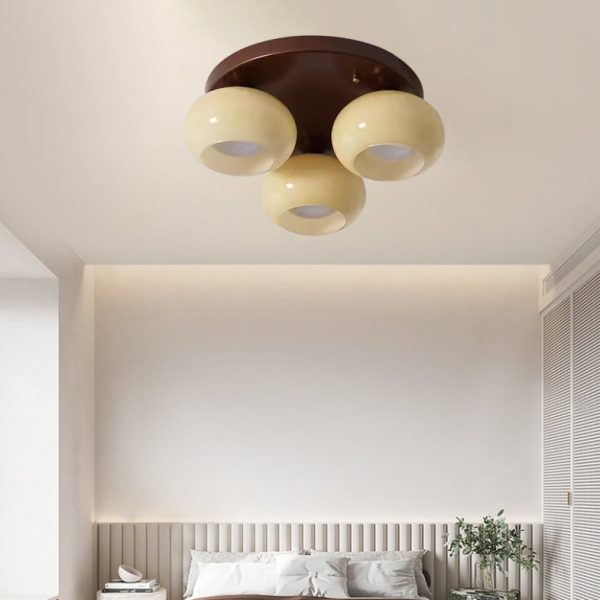 Contemporary Retro Round Oval Iron Glass 3/5 Light Semi-Flush Mount Ceiling Light For Living Room - Image 7