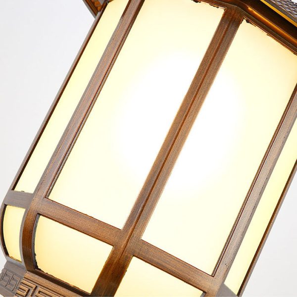 Traditional Chinese Round Lantern Aluminum Iron Glass 1-Light Pendant Light For Outdoor Patio - Image 6