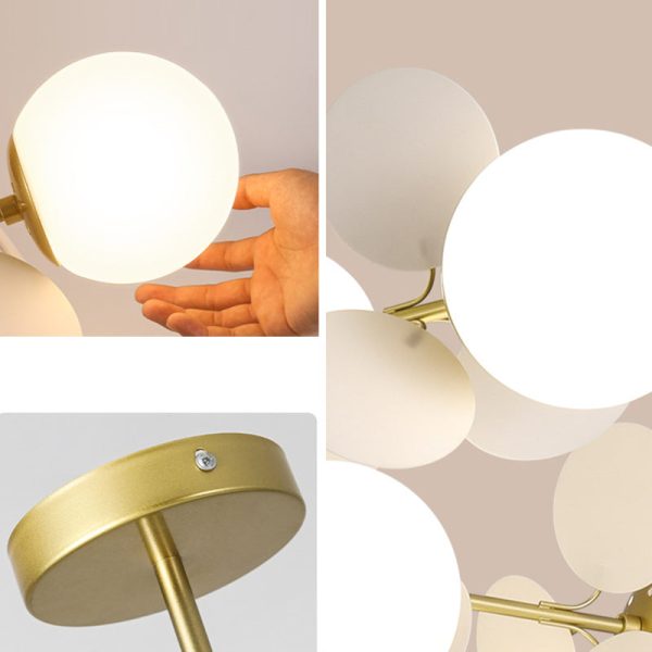 Contemporary Creative Branch Globe Round Piece Metal Glass Acrylic 4/6/8 Light Flush Mount Ceiling Light For Bedroom - Image 8