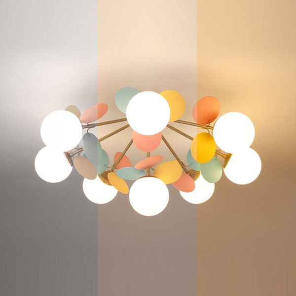 Contemporary Creative Branch Globe Round Piece Metal Glass Acrylic 4/6/8 Light Flush Mount Ceiling Light For Bedroom - Image 17