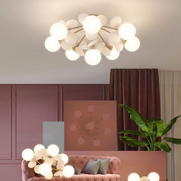 Contemporary Creative Branch Globe Round Piece Metal Glass Acrylic 4/6/8 Light Flush Mount Ceiling Light For Bedroom - Image 18