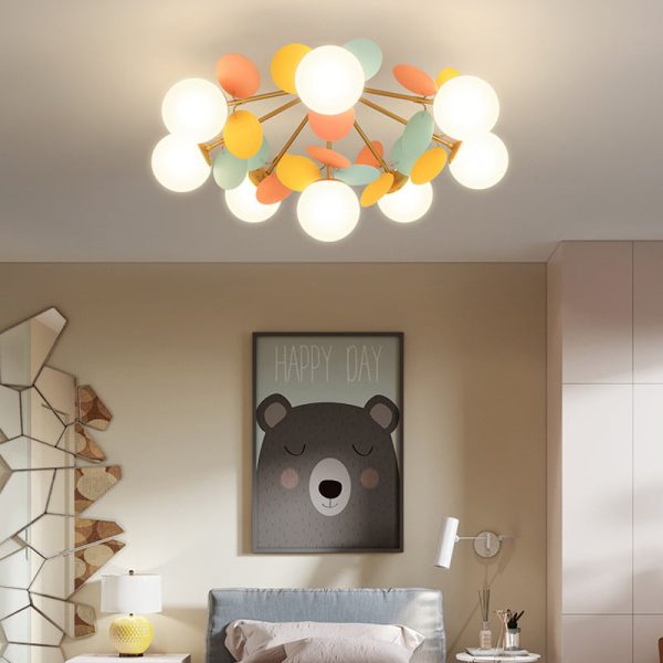 Contemporary Creative Branch Globe Round Piece Metal Glass Acrylic 4/6/8 Light Flush Mount Ceiling Light For Bedroom - Image 19