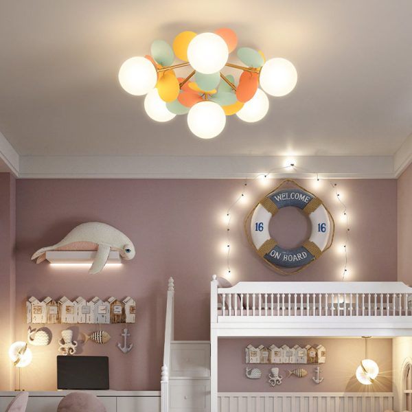 Contemporary Creative Branch Globe Round Piece Metal Glass Acrylic 4/6/8 Light Flush Mount Ceiling Light For Bedroom - Image 20