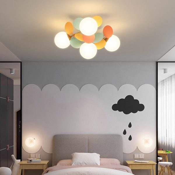 Contemporary Creative Branch Globe Round Piece Metal Glass Acrylic 4/6/8 Light Flush Mount Ceiling Light For Bedroom - Image 22
