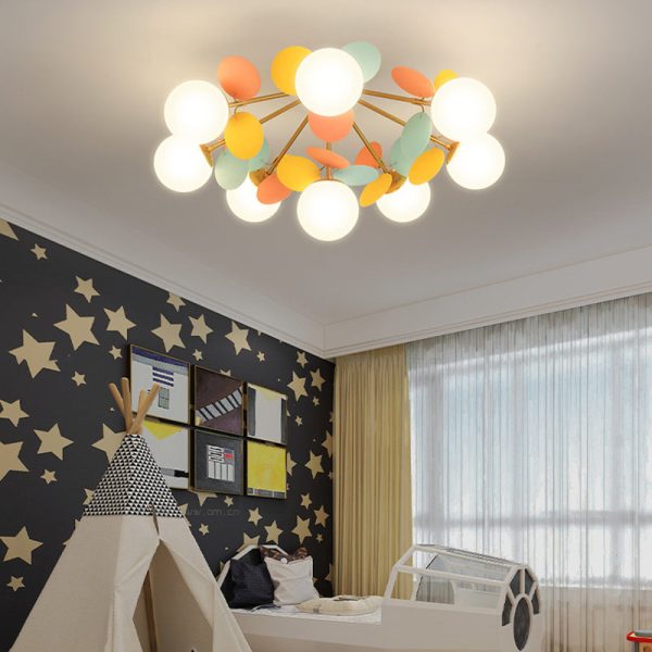 Contemporary Creative Branch Globe Round Piece Metal Glass Acrylic 4/6/8 Light Flush Mount Ceiling Light For Bedroom - Image 23