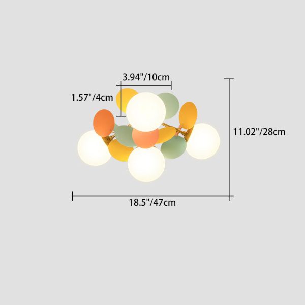 Contemporary Creative Branch Globe Round Piece Metal Glass Acrylic 4/6/8 Light Flush Mount Ceiling Light For Bedroom - Image 4