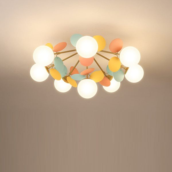 Contemporary Creative Branch Globe Round Piece Metal Glass Acrylic 4/6/8 Light Flush Mount Ceiling Light For Bedroom - Image 24