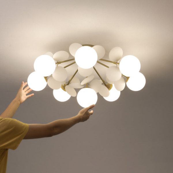 Contemporary Creative Branch Globe Round Piece Metal Glass Acrylic 4/6/8 Light Flush Mount Ceiling Light For Bedroom - Image 11