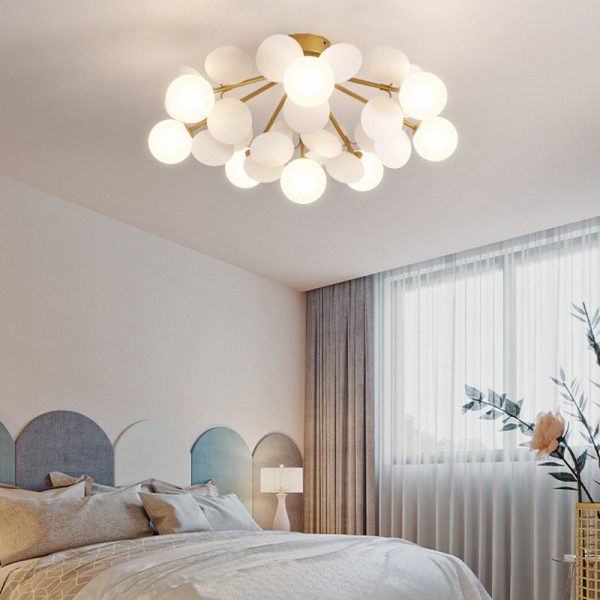 Contemporary Creative Branch Globe Round Piece Metal Glass Acrylic 4/6/8 Light Flush Mount Ceiling Light For Bedroom - Image 2