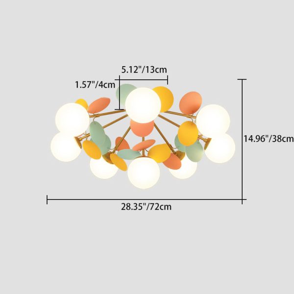 Contemporary Creative Branch Globe Round Piece Metal Glass Acrylic 4/6/8 Light Flush Mount Ceiling Light For Bedroom - Image 6