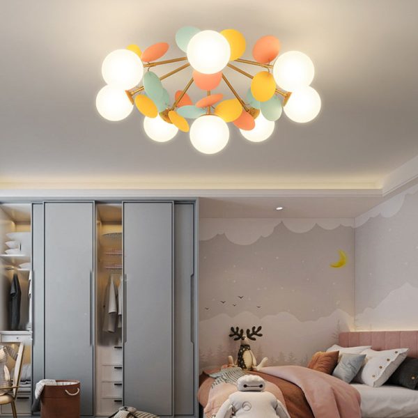 Contemporary Creative Branch Globe Round Piece Metal Glass Acrylic 4/6/8 Light Flush Mount Ceiling Light For Bedroom - Image 16