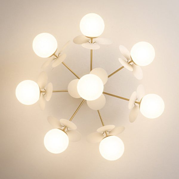 Contemporary Creative Branch Globe Round Piece Metal Glass Acrylic 4/6/8 Light Flush Mount Ceiling Light For Bedroom - Image 13