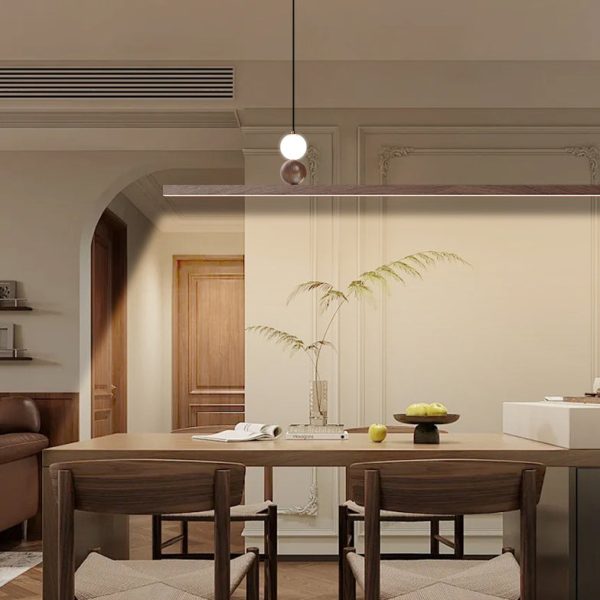 Modern Minimalist Rectangular Bar Aluminum Acrylic LED Island Light Chandelier For Dining Room - Image 7