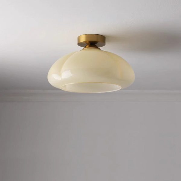 Contemporary Nordic Pumpkin Shape Iron Glass 1-Light Semi-Flush Mount Ceiling Light For Living Room - Image 10