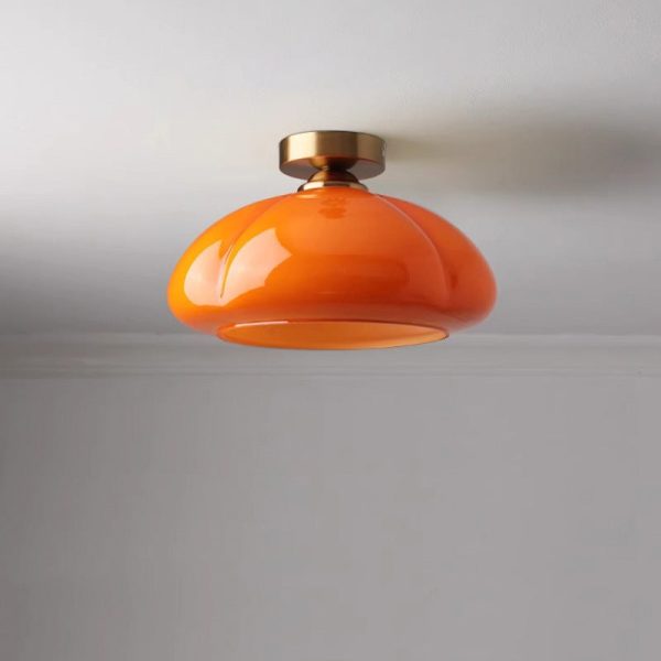 Contemporary Nordic Pumpkin Shape Iron Glass 1-Light Semi-Flush Mount Ceiling Light For Living Room - Image 9