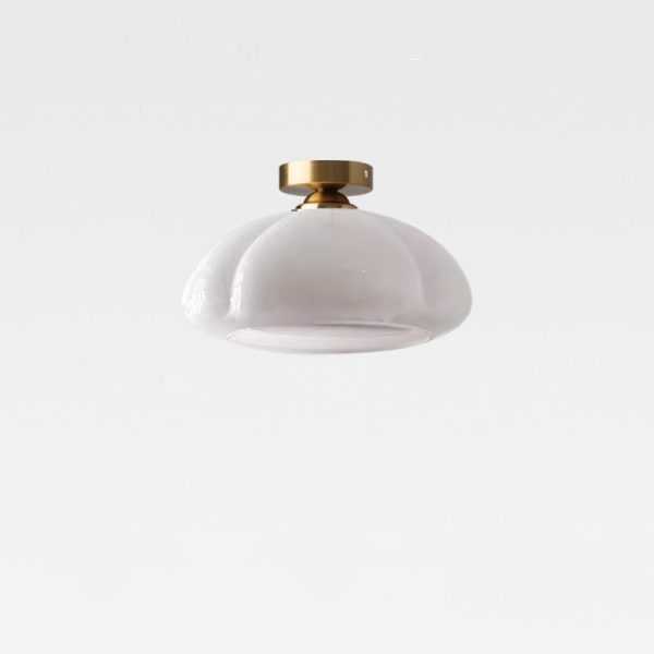 Contemporary Nordic Pumpkin Shape Iron Glass 1-Light Semi-Flush Mount Ceiling Light For Living Room - Image 15