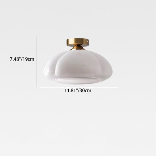 Contemporary Nordic Pumpkin Shape Iron Glass 1-Light Semi-Flush Mount Ceiling Light For Living Room - Image 5