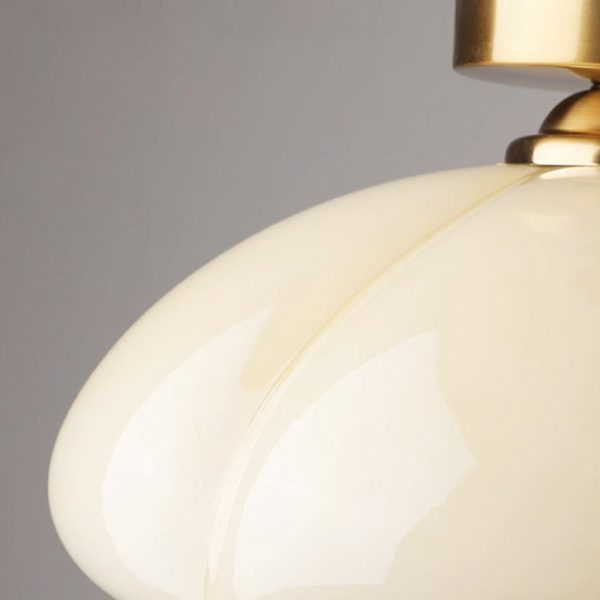 Contemporary Nordic Pumpkin Shape Iron Glass 1-Light Semi-Flush Mount Ceiling Light For Living Room - Image 4