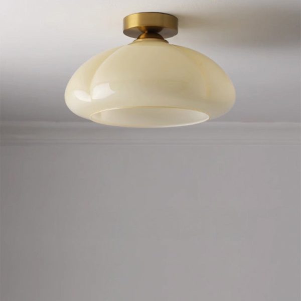 Contemporary Nordic Pumpkin Shape Iron Glass 1-Light Semi-Flush Mount Ceiling Light For Living Room - Image 11