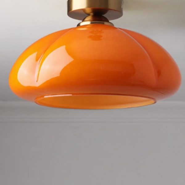 Contemporary Nordic Pumpkin Shape Iron Glass 1-Light Semi-Flush Mount Ceiling Light For Living Room - Image 8