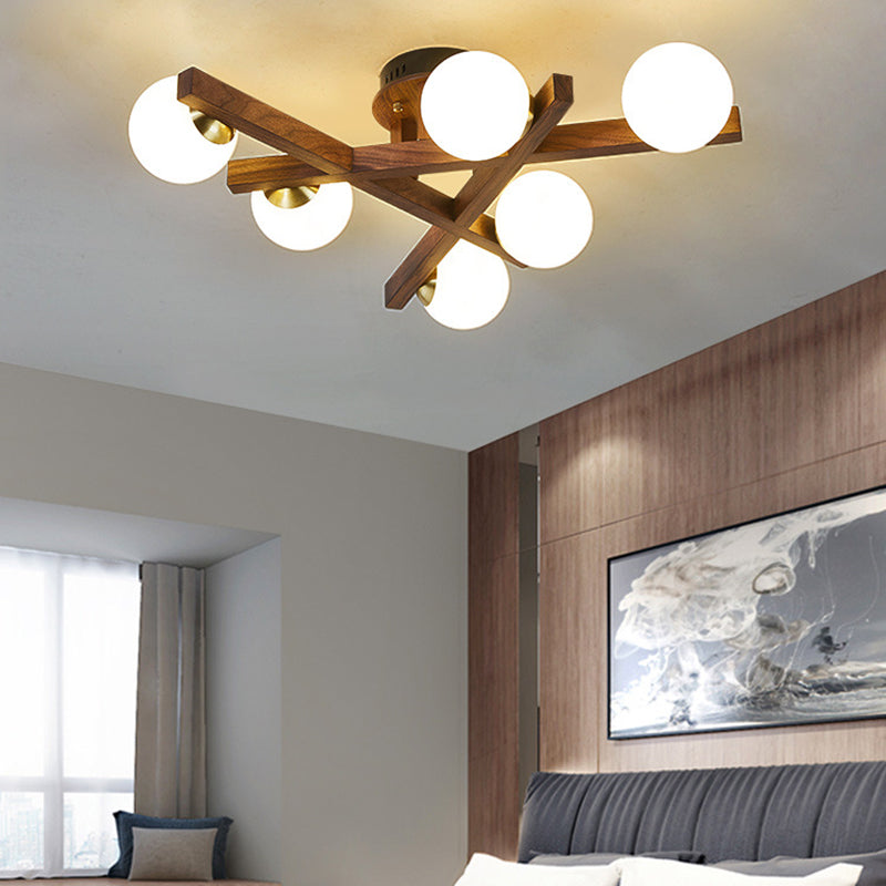 BS-Lighting-LC03652-20.jpg Traditional Chinese Long Round Ball Wooden Copper Frame Glass Shade 3/6/9 Light Semi-Flush Mount Ceiling Light For Living Room - Image 1