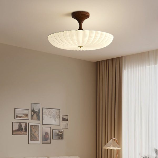 Contemporary Nordic Round Striped Acrylic Shade Iron Frame LED Semi-Flush Mount Ceiling Light For Bedroom - Image 8