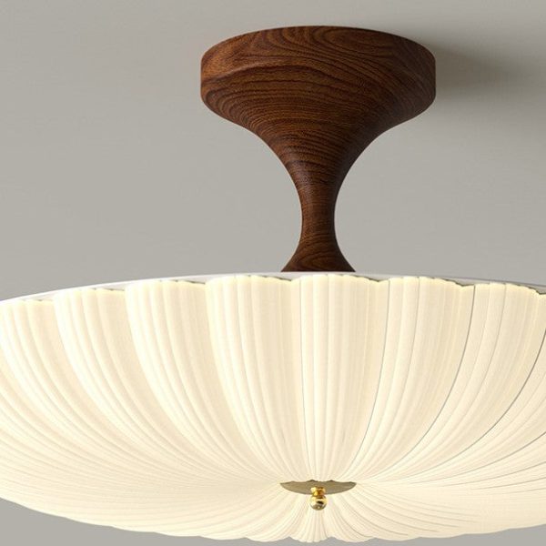 Contemporary Nordic Round Striped Acrylic Shade Iron Frame LED Semi-Flush Mount Ceiling Light For Bedroom - Image 7